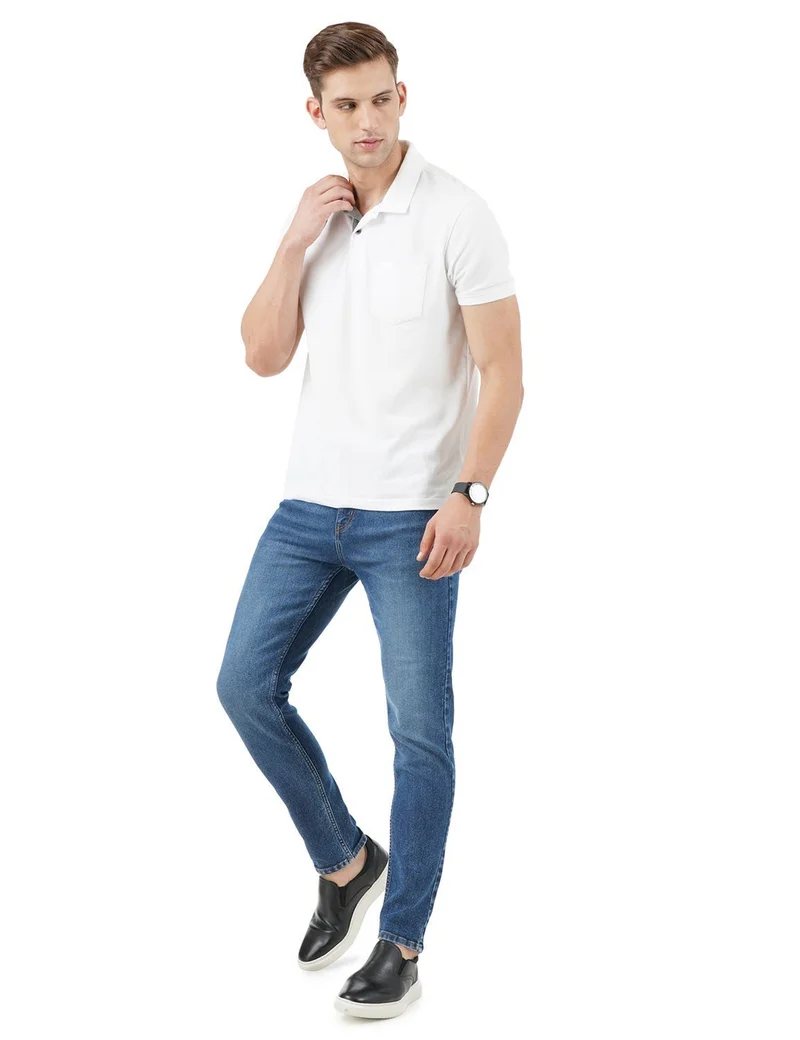 inkd Men's Slim Fit Jeans - Mid-Rise | Cotton Blend | Contrast Stitch | Stretchable Fabric | Classic 5 Pocket Styling